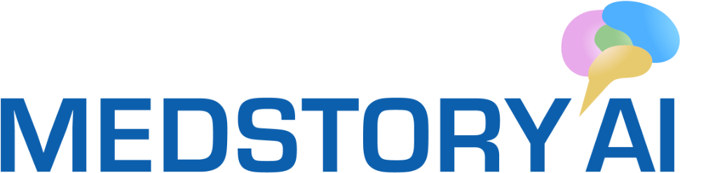MEDSTORY®AI logo, dark blue variation